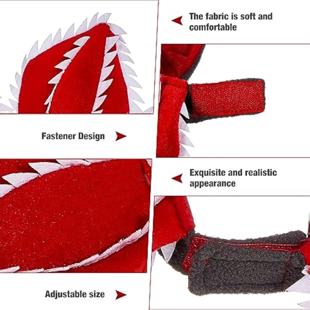 Dog Halloween Chomper Costume - Pet Holiday Demon Hat Scary Headband Flower Cosplay Outfits Funny Headwear Stranger Clothes For Medium Dog