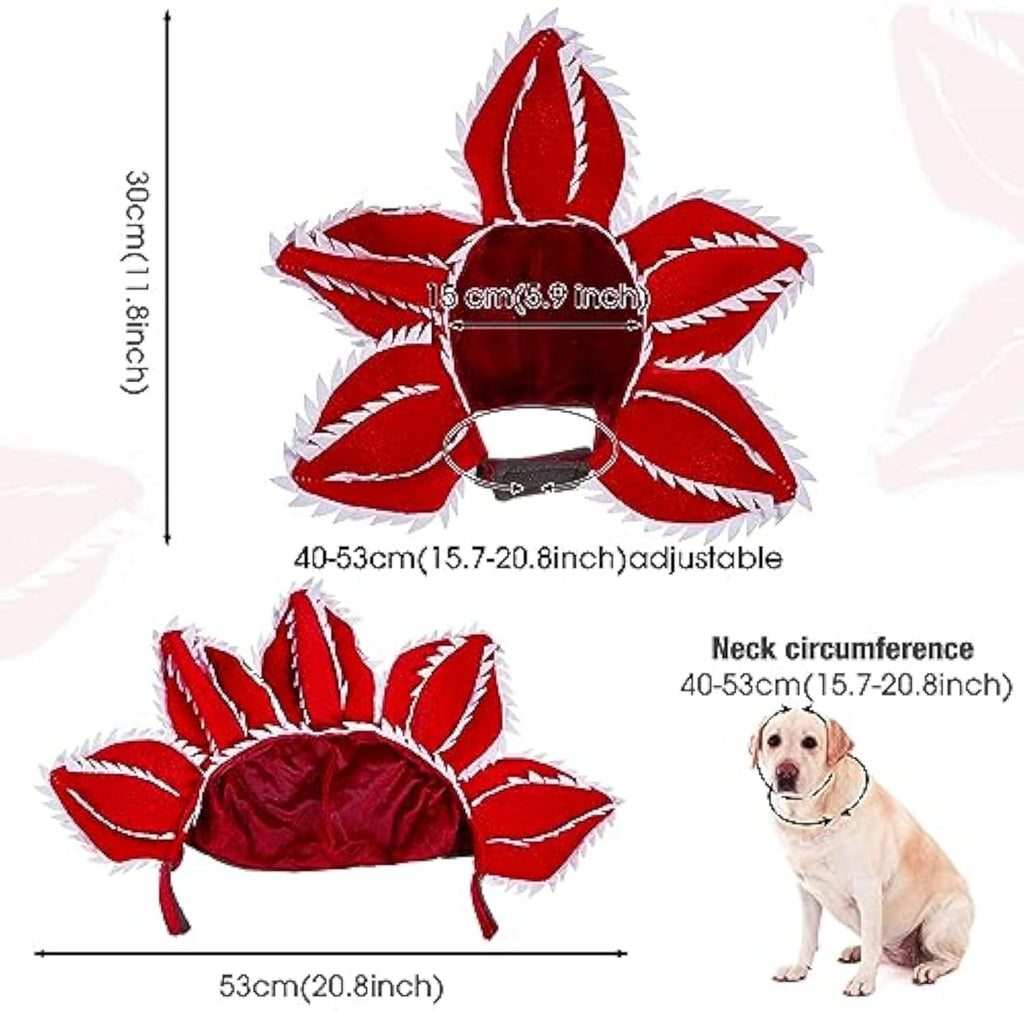 Dog Halloween Chomper Costume - Pet Holiday Demon Hat Scary Headband Flower Cosplay Outfits Funny Headwear Stranger Clothes For Medium Dog
